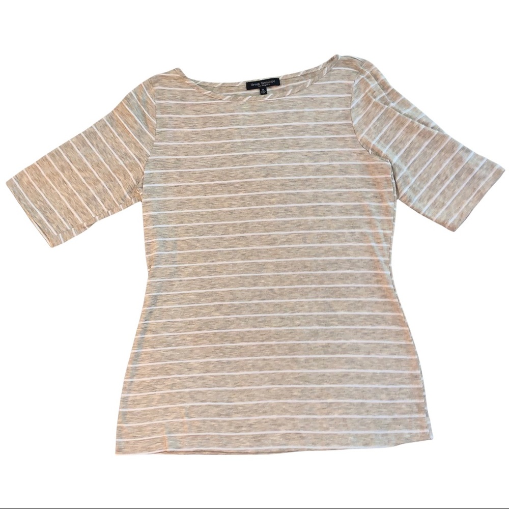 Basic Beige & White Striped Tee